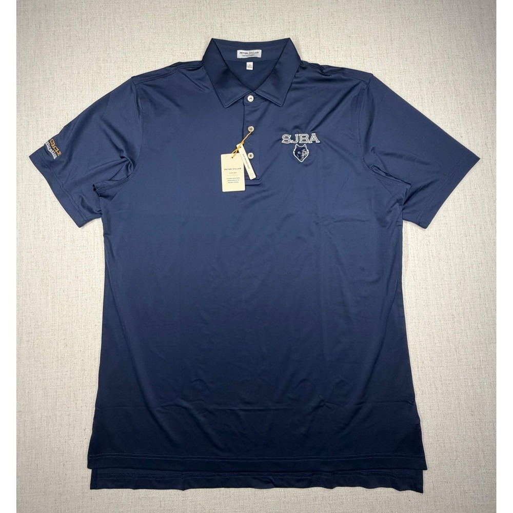 NWT Peter Millar Summer Comfort Polo Shirt Mens Large Navy Blue SJBA Logo